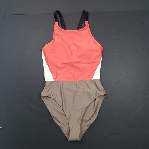 Prana Baja Bound Cutout One Piece Swimsuit Women's Sz Small Rose Fire Colorblock - Picture 14 of 16